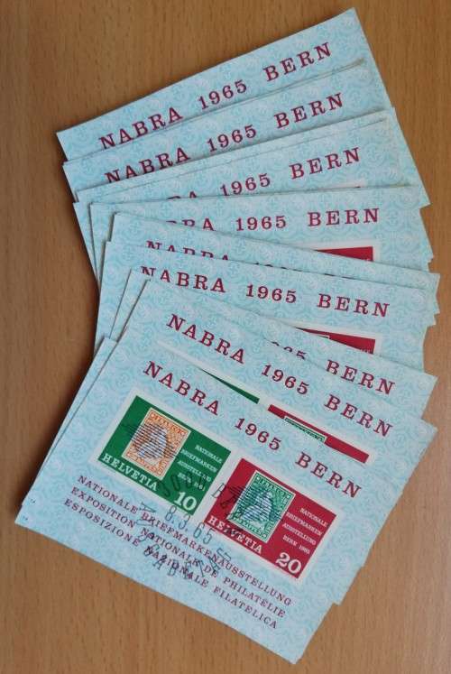 Switzerland lot of 17 Nabra 1965 Bern minisheets - see listing for details