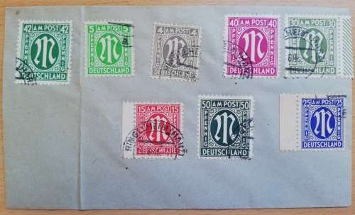 Germany Allied Military stamps used on envelope 1945-1946 - up to 50 Pfennig