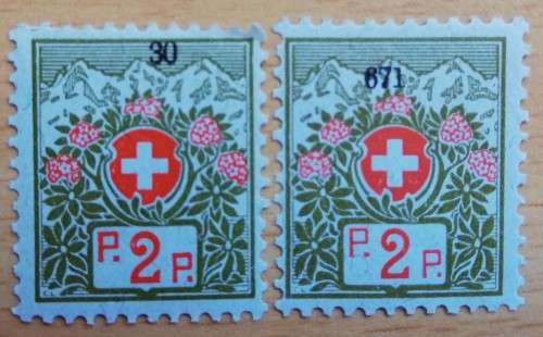 1911 Switzerland Franchise stamps pair - one MNH & one MH