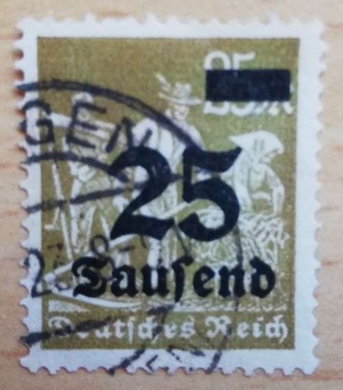 1923 Germany 25 000 Mark overprint used
