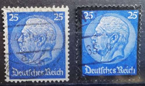 1934 Germany Von Hindenburg 25Pf normal & memorial edition used