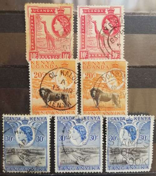 1954 Kenya, Uganda & Tanganyika examples of print variation