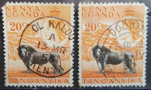 1954 Kenya, Uganda & Tanganyika examples of print variation