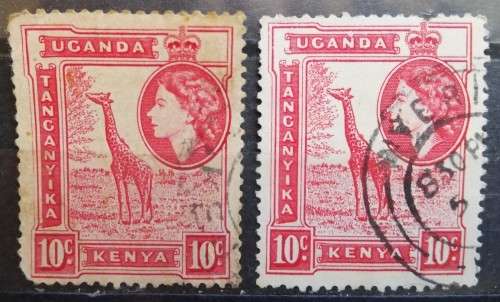 1954 Kenya, Uganda & Tanganyika examples of print variation