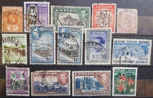 Ceylon lot of 14 stamps 1886-1961 (13 used)