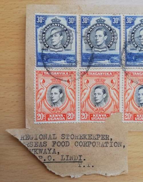 1938 Kenya, Uganda & Tanganyika multiples lot on piece