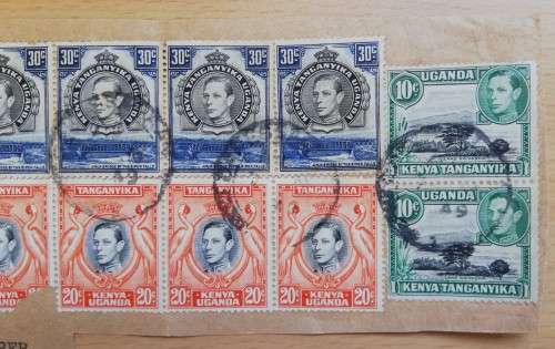 1938 Kenya, Uganda & Tanganyika multiples lot on piece