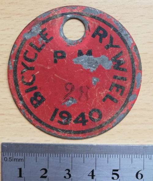 1940 Paarl Municipality Bicycle Rywiel license #28