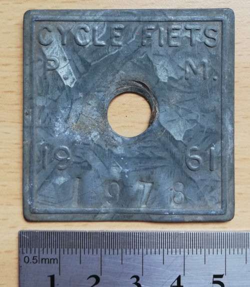 1961 Paarl Municipality Cycle Fiets license #1978