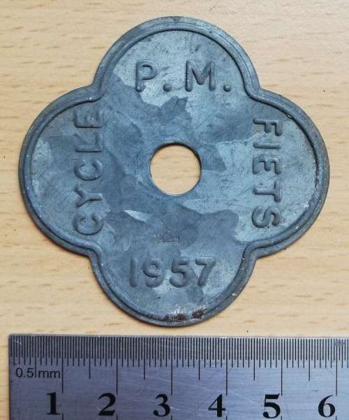 1957 Paarl Municipality Cycle Fiets license #2