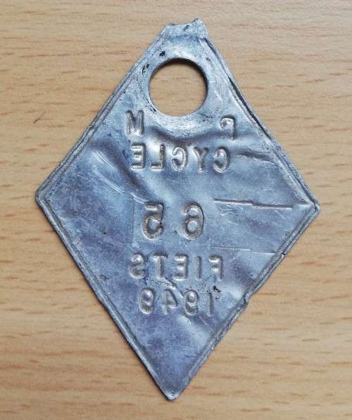 1949 Paarl Municipality Cycle Fiets license #65