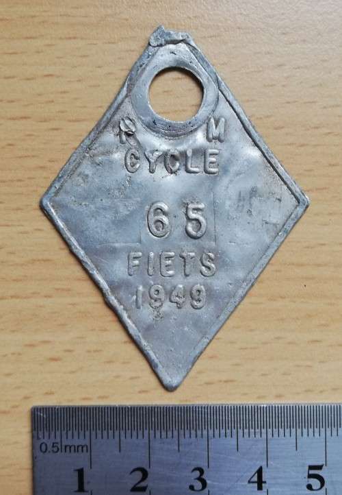 1949 Paarl Municipality Cycle Fiets license #65