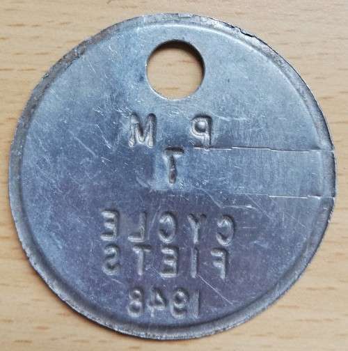 1948 Paarl Municipality Cycle Fiets license #7