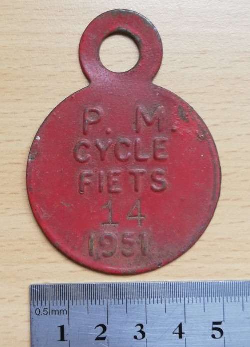 1951 Paarl Municipality Cycle Fiets license #14