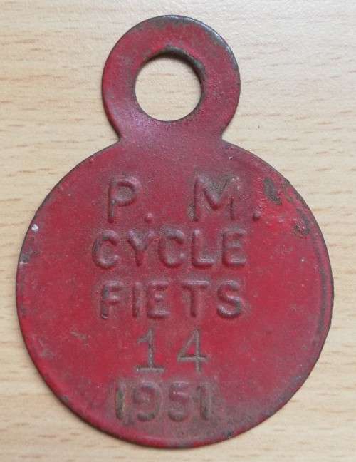 1951 Paarl Municipality Cycle Fiets license #14