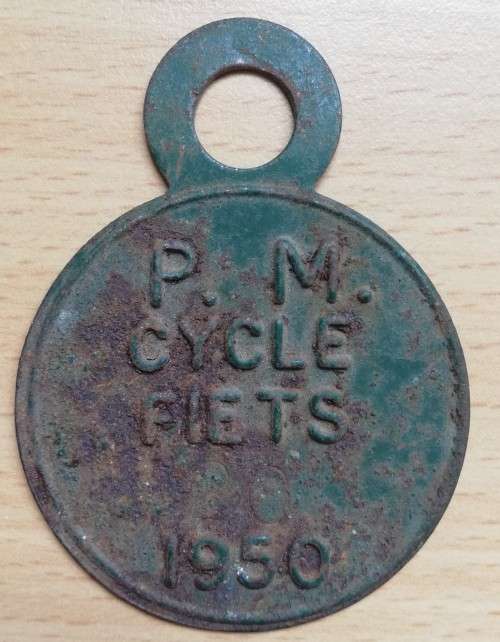1950 Paarl Municipality Cycle Fiets license #20