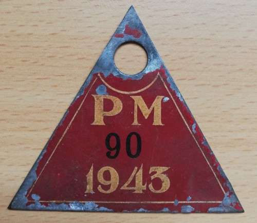 1943 Paarl Municipality bicycle license