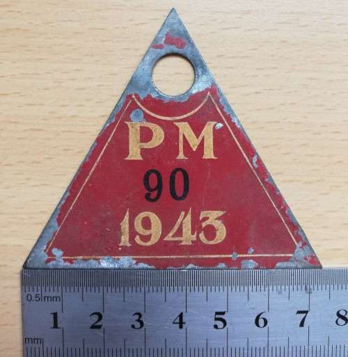 1943 Paarl Municipality bicycle license