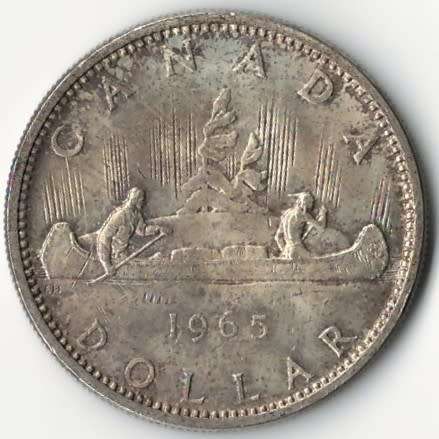 1965 Canada 1 dollar 80% silver large coin, 23g