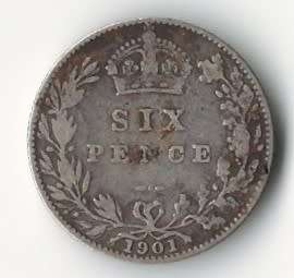 1901 Great Britain 6 Pence *sterling silver