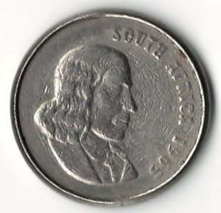 1965 SA 20c coin manipulated in industrial washing machine