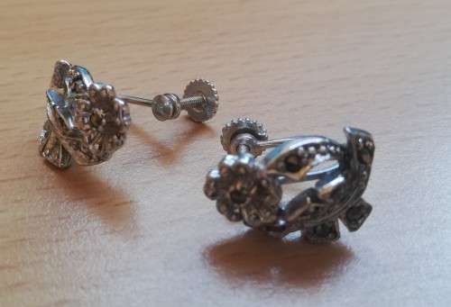 Vintage marcasite screw-on earrings