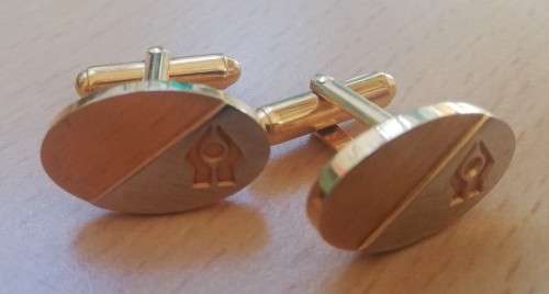 Pair of vintage Sanlam gold-coloured cufflinks, heavy plated