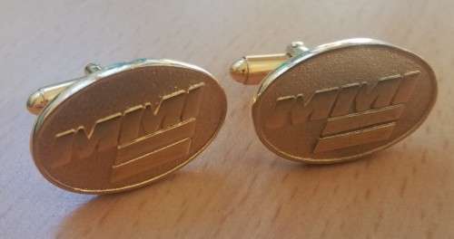 Pair of vintage gold-coloured cufflinks, MMI logo