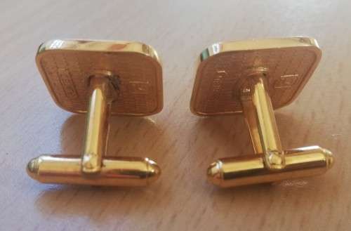 Pair of vintage gold-plated cufflinks with stallion motif