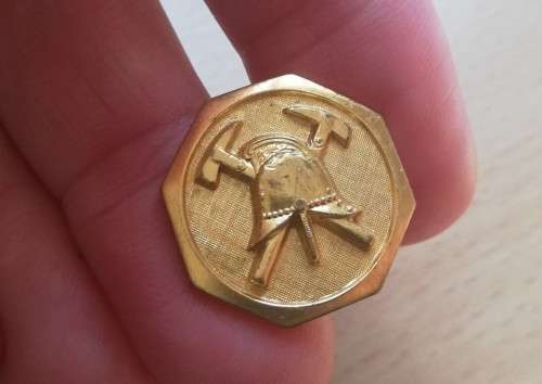 Pair of vintage gold-plated cufflinks - looks like a mining logo