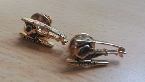 Pair of vintage gold-plated helicopter pins