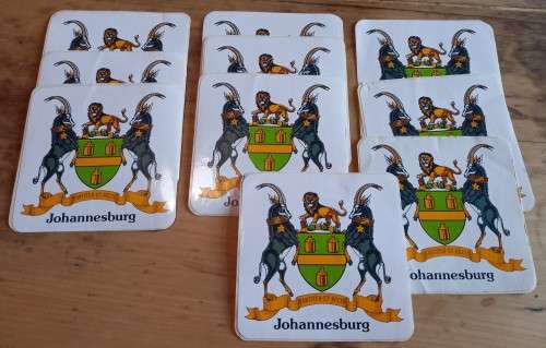 Vintage lot of 10 Johannesburg Coat of Arms stickers