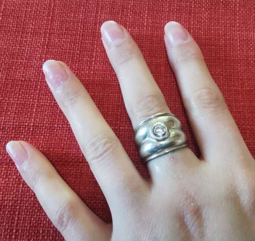 Vintage sterling silver ring with faux diamond