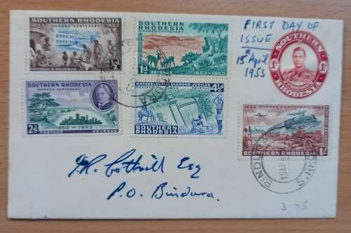 Southern Rhodesia FDC 1953 Rhodes Centenary on 1d envelope