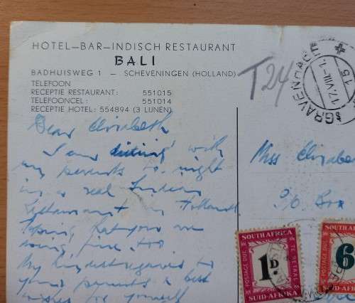 Postcard Holland to Cape Town 1953 with 1D & 6D dues