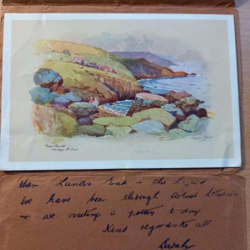 Great Britain souvenir letter St Ives, Cornwall, 1937, with 5 foldout watercolour cards