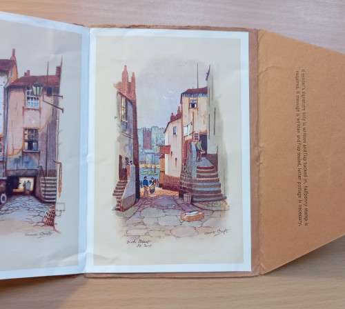 Great Britain souvenir letter St Ives, Cornwall, 1937, with 5 foldout watercolour cards