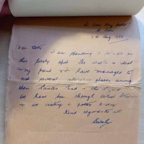 Great Britain souvenir letter St Ives, Cornwall, 1937, with 5 foldout watercolour cards