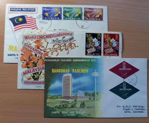 Malaysia lot of 3 FDCs 1963