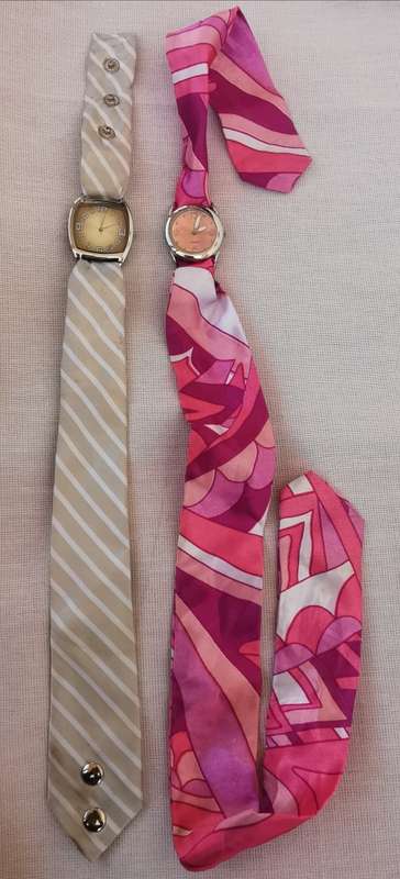 Pair of cloth strap watches - new batteries, working