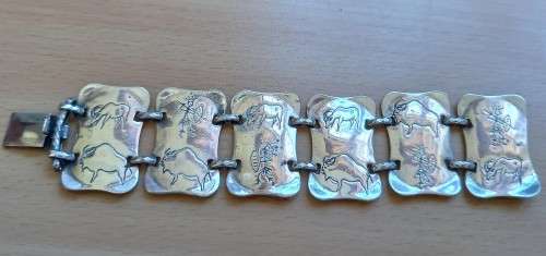 Vintage collectible South Africa silversmiths 'Simba' animal bracelet, 1950s/60s