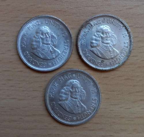 SA lot of 5 silver 5c & 3 silver 10c coins - could be from proof sets
