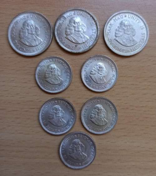 SA lot of 5 silver 5c & 3 silver 10c coins - could be from proof sets