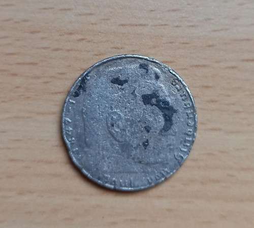 1936 Germany Third Reich 2 Reichsmark, 62.5% silver, very rare but damaged