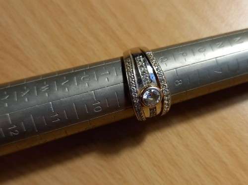 Vintage sterling silver ring with diamante settings, size R