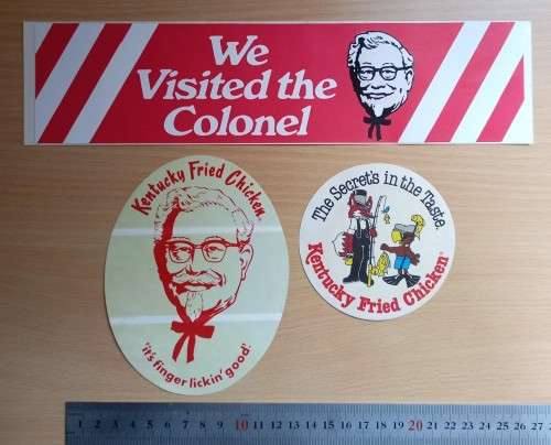 Great lot of 3 vintage Kentucky Fried Chicken (KFC) stickers