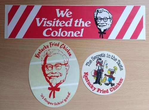Great lot of 3 vintage Kentucky Fried Chicken (KFC) stickers