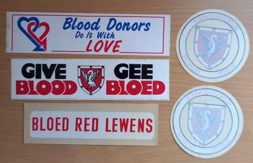 Lot of 5 vintage blood donation stickers