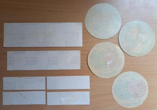 Lot of 13 vintage Applemist apple juice & `luv `n apple` stickers