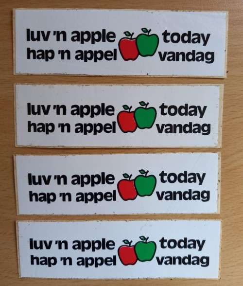 Lot of 13 vintage Applemist apple juice & `luv `n apple` stickers
